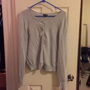Grey express sweater with faux diamond buttons